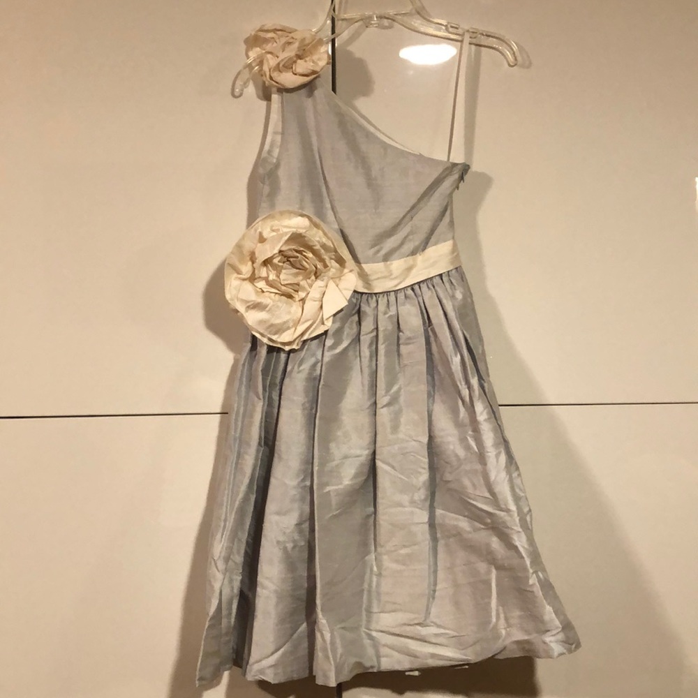 Handmade 100%silk one shoulder little girls dress